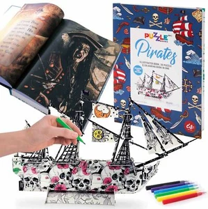 Pirates Puzzle Book -Illustrated Book, 3D Puzzle & Colouring Book *FREE DELIVERY - Picture 1 of 6