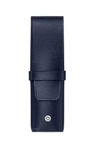 MONTBLANC 4810 WESTSIDE BLUE LEATHER 2 PEN POUCH CASE ID 118665 NEW BOX ITALY - Picture 1 of 3
