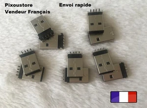 ***PROMO 1.99 EUR*** Lot de 10 Connecteur USB "A" mâle 90° a souder neuf 8-18 - Picture 1 of 5