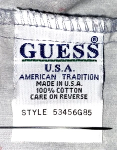 De Colección Guess Jeans Camisa Denim Estampado Completo Con Botones Para Hombres GRANDE Azul Años 90 EE. UU. - Imagen 1 de 10