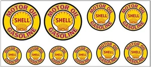 1:43 O SCALE SHELL MOTOR OIL GAS SIGN GAS STATION BUILDING DIORAMA DECALS SMO1 - Picture 1 of 1