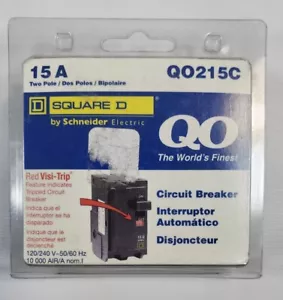 Interruptor de circuito cuadrado D de dos polos 15 amperios QO215c nuevo en paquete - Imagen 1 de 3