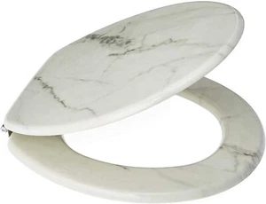 NEW White Wooden Toilet Seat with Non-Slip Seat Bumpers & Heavy-Duty Seat - Picture 1 of 8