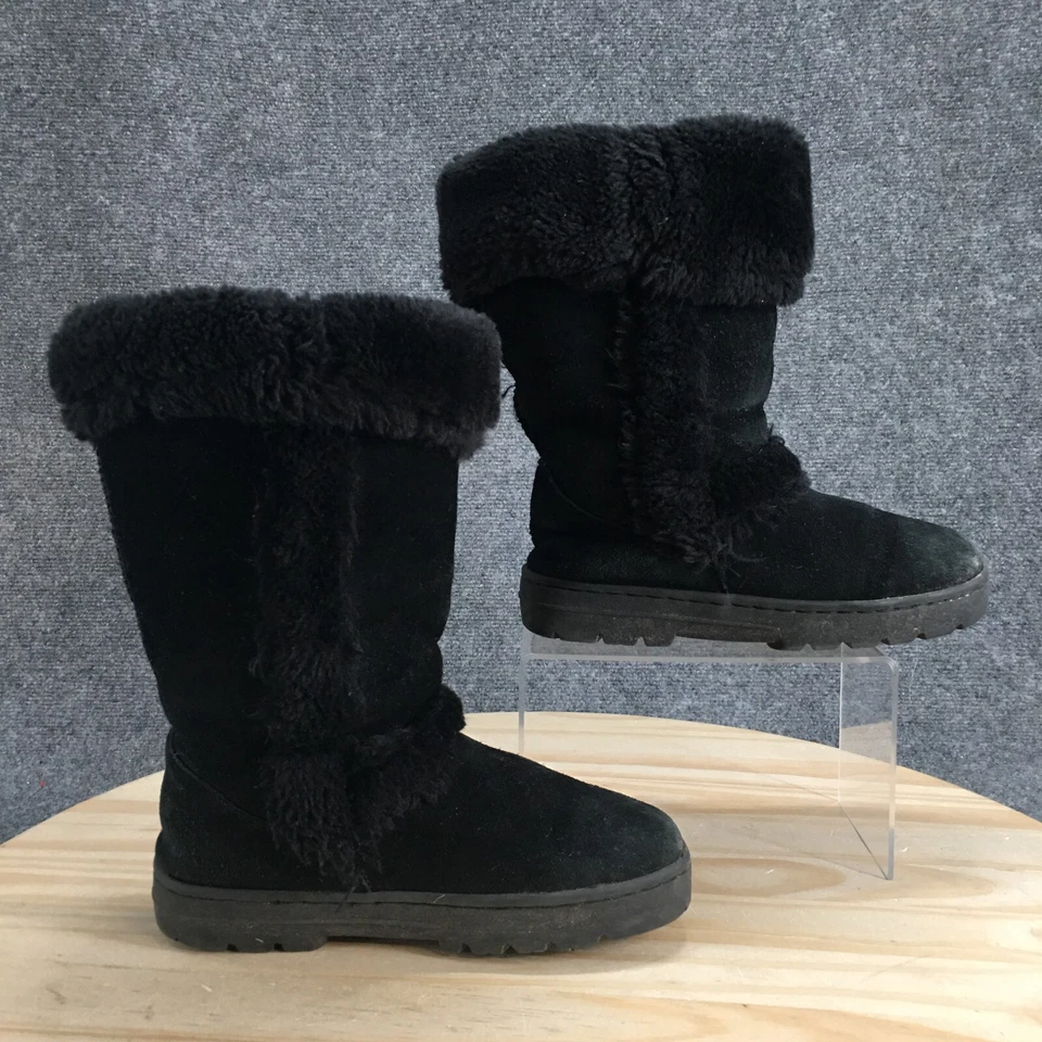 Botas Style & Co para mujer 6 M ingeniosas piel de oveja cuero negro tirar cómodas informales Foto 1 de 4
