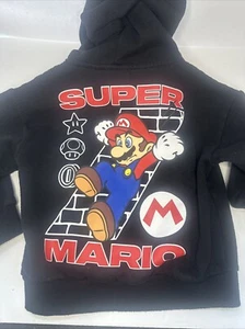 Super Mario Hoodie Boys Size 4/5 Black With Graphic - Picture 1 of 4