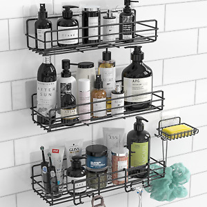 Shower Caddy Basket Shelf with Soap Holder, No Drilling Traceless Adhesive Showe