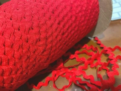 vintage  ricrac 3/8" cotton trim ric rac 10 yds made in USA red - Image 1 of 4