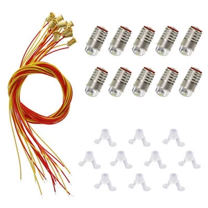 10pcs White LED Screw Bulb and Stand Base E5 E5.5 12V-14V HO/N Scale - Picture 1 of 6