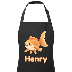 Delantal personalizado impermeable para niños con cualquier nombre para peces. Cocina artesanal para hornear. Niño niña - Imagen 1 de 12