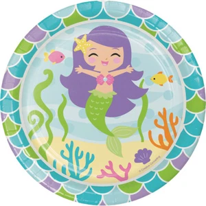 16 Mermaid n Friends Premium Dessert Plates 6.7/8" Girls Birthday Party for Cake - Picture 1 of 1