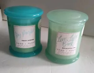 2x Sand & Paws Eucalyptus Spa & Fresh Jasmine Candles 10 Oz Glass Sand & Fog - Picture 1 of 7