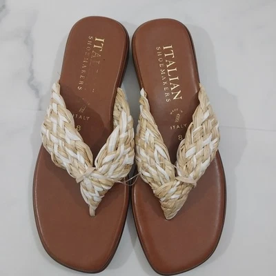 Italian Shoemakers women sandals size 8 slip on thong flats - Image 1 of 4