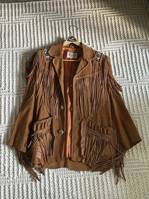 Chaqueta de cuero Scully nativo americano con borla talla 38 marrón para hombre Foto 1 de 3