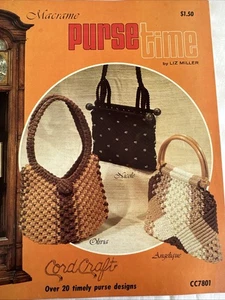 Vintage 1978 MACRAME PURSE TIME   Magazine 0ver 20 Designs Patterns BOHO USA - Picture 1 of 22