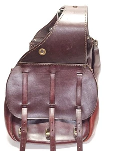 Triple K USA Leather Motorcycle Saddlebag – Burgundy – 1980s-2000s Vintage - Picture 1 of 22