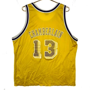 Maglia Vintage Los Angeles Lakers Taglia 52 Champion Wilt Chamberlain Giallo Nba - Foto 1 di 8