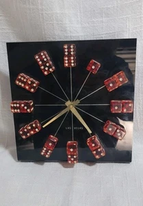 Las Vegas Dice Battery Clock Red Die Casino Gambling Nevada Souvenir Novelty Vtg - Picture 1 of 8