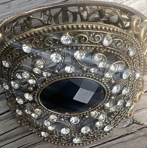 Iman Designer Rhinestone Hinged Cuff Bracelet - Picture 1 of 11