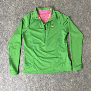 Magnolia Lane Tech Masters Women’s Small Half Zip Mock Neck Green Pink Stretch - Picture 1 of 9