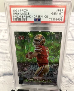 2021 Panini Prizm Trey Lance Prizm Break Green Ice RC #PB7 PSA 10 Gem Mint RC - Picture 1 of 11