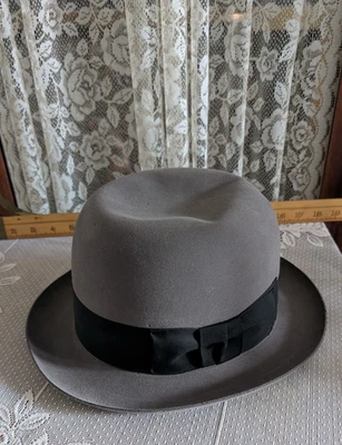 Vintage Men's Fedora Hat Charcoal Gray Lock & Co London  Brooks Brothers 7 3/8 - Image 1 of 4