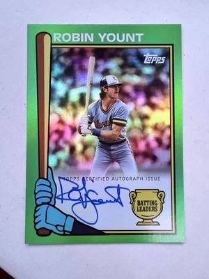 2024 Topps Archives Batting Leaders Robin Yount Auto Sp verde/99 refractor de lámina Foto 1 de 4