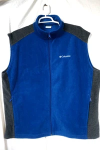 COLUMBIA MEN'S FULL ZIP BLUE & GRAY FLEECE VEST/SIZE XXL/PRE-OWNED/2 - Picture 1 of 4