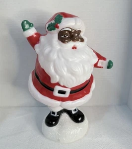 Weihnachten Afroamerikanischer schwarzer Weihnachtsmann Blasform leuchtet Batteriebetrieb 12 Zoll - Bild 1 von 3