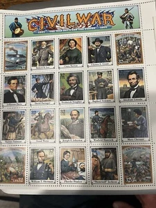 $.32 Commemorative Stamps Sheet of 20 Stamps - Civil War & Football Coaches - Picture 1 of 3