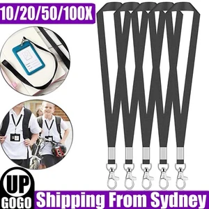 UP 100Pcs Lanyard ID Badge Card Key Holder Ring Case Pocket Neck Strap NEW AUS - Picture 1 of 9