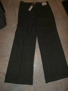 NWT NEW YORK & COMPANY  BROWN WIDE LEG PANTS sz 6P plaid - Picture 1 of 2