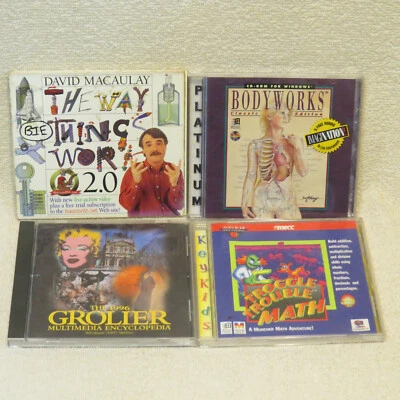 Vintage Lot of 4 Learn/Reference CDs Bodyworks/Encyclopedia/Way Things Work/MATH - Image 1 of 4