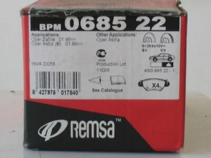 KIT PASTIGLIE  FRENI  POSTERIORI  OPEL ZAFIRA 1.6 1.8 2.2 16V REMSA BPM 0685.22 - Picture 1 of 1