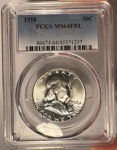 1958 50c PCGS MS 64 FBL Franklin Half Dollar Cover