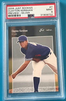 PSA 9 - 2006 JUST ROOKIES - SILVER - CLAYTON KERSHAW (RC) Serial #'d (136/200) - Image 1 of 3