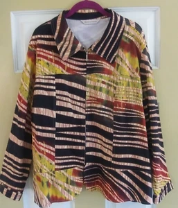 Draper's and Damon's Woman's Striped Zipped Jacket Multi Colored - Picture 1 of 9