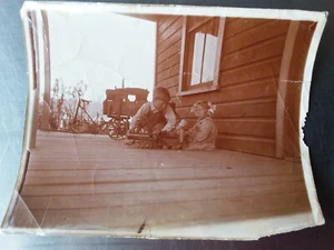 Vintage Photo "Children Playing W/ Toy Train" Americana Snapshot History Collect - Picture 1 of 2