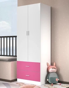 Armario compacto de madera Orlando 2 puertas 2 cajones para niños dormitorio almacenamiento barra colgante - Imagen 1 de 11