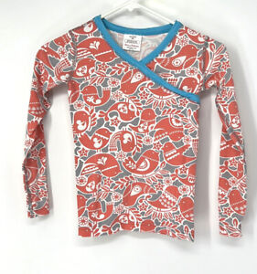 Hanna Andersson Girls Pajama Top Size 130 8 EUC Birds Orange/Pink Sleepwear