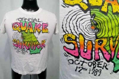 CAMISETA De Colección Great Quake 1989 California Earthquake Souvenir 17 de Octubre Blanca XS S Foto 1 de 4