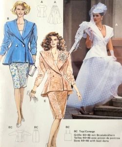 Vtg Uncut Burda 5089 Sew Pattern Lined Jacket Wedding Suit Cami Top Skirt 10-20 - Picture 1 of 5
