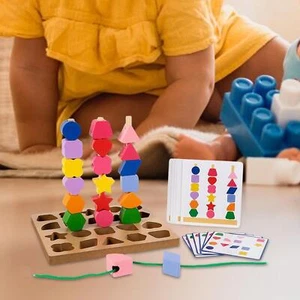 Wooden Beads Sequencing Toy Beaded Toy Parent Children Interactive Stem - Picture 1 of 7