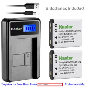 Kastar Battery Charger for Fuji FinePix XP20 XP21 XP22 XP30 XP31 XP50 XP60 XP70 - Picture 1 of 25