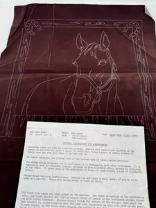 2 Vintage Tri Chem Artex DIY Paint By Number Horse Pillow Cover Brown Velvet 14" - Picture 1 of 6