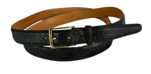 Genuine MARTIN DINGMAN Black Genuine Lizard Men's Belt Size 52 XL - Picture 1 of 10