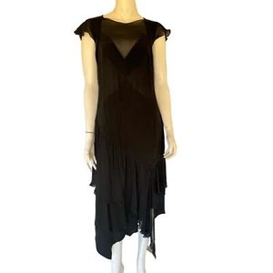 Proenza Schouler Black Midi Cocktail Dress 6 - Picture 1 of 11