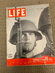 VINTAGE LIFE MAGAZINE FEBRUARY 12, 1945 SOVIET SOLDIER - Picture 1 of 1