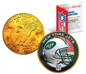 NEW YORK JETS NFL 24K Gold Plated IKE Dollar U.S. Coin * OFFICIALLY LICENSED * - Picture 1 of 1