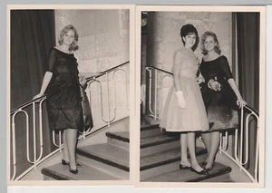 Mode  Modeschau Modedesign  Frauen in Festkleidung 2 alte Fotokarten 14,5x10,5cm - Picture 1 of 2
