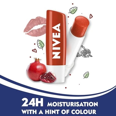 NIVEA Lip Balm, Pomegranate Shine, 24h Moisture Pomegrenate Aroma, 4.8 g - Image 1 of 4